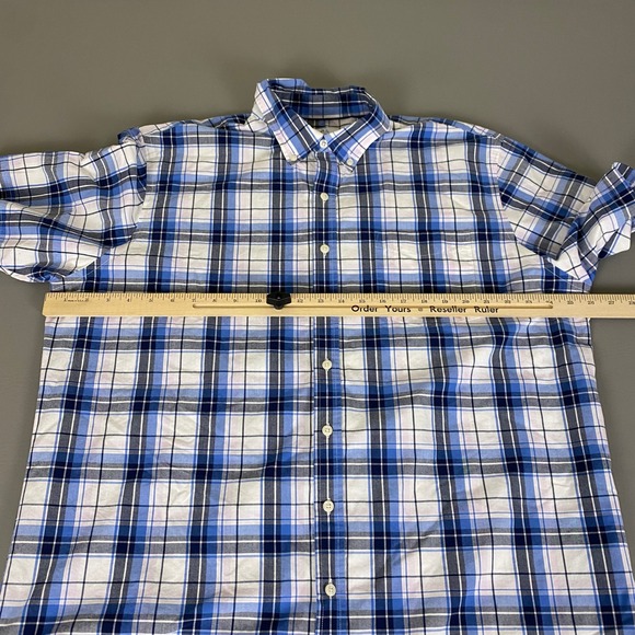 Croft & Barrow Button Down Shirt Men's Size XL Blue Easy Care Plaid Short Sleeve - Picture 7 of 12